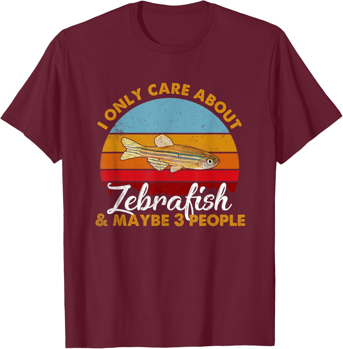 Retro Style Sunset Zebrafish T-Shirt - T-Shirt | Maroon