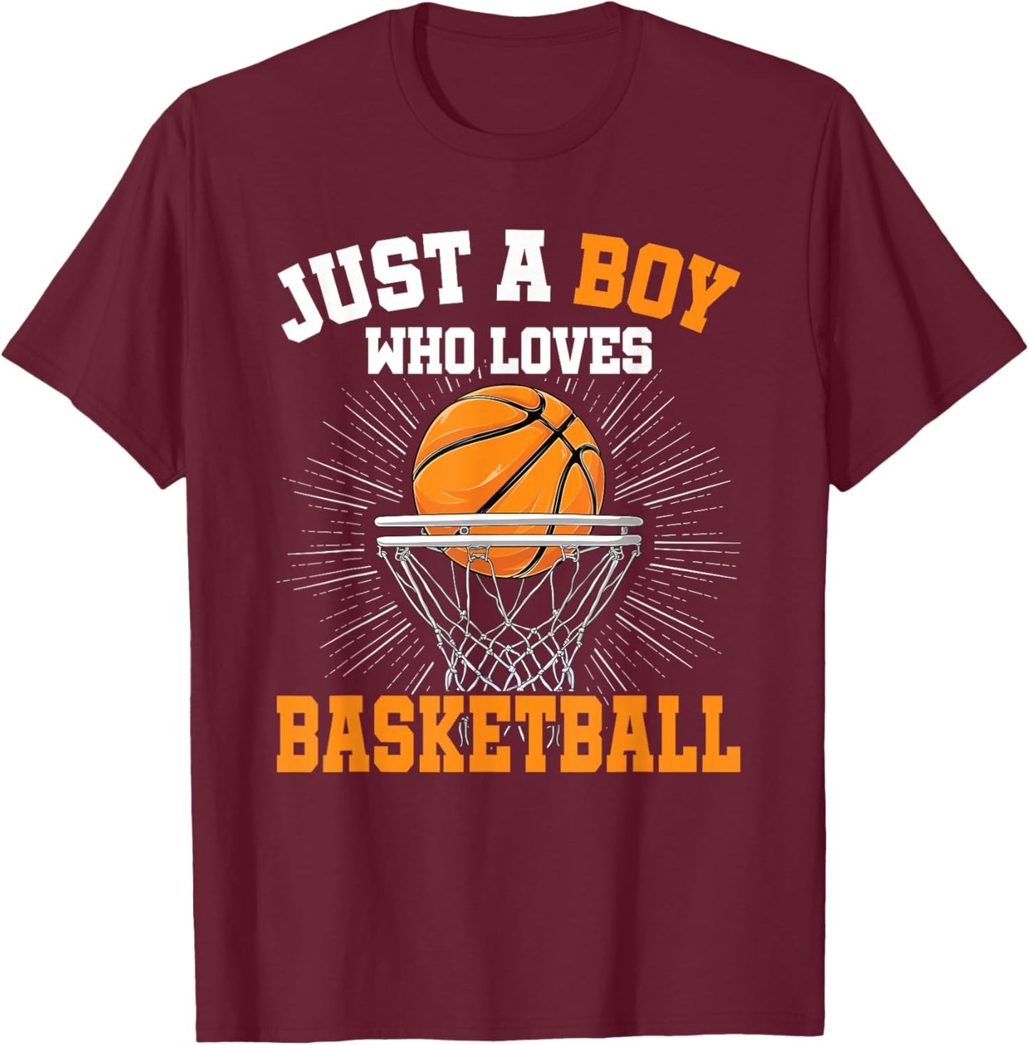 Just A Boy Who Loves Basketball Player Boys Kids T-Shirt - T-Shirt | Maroon