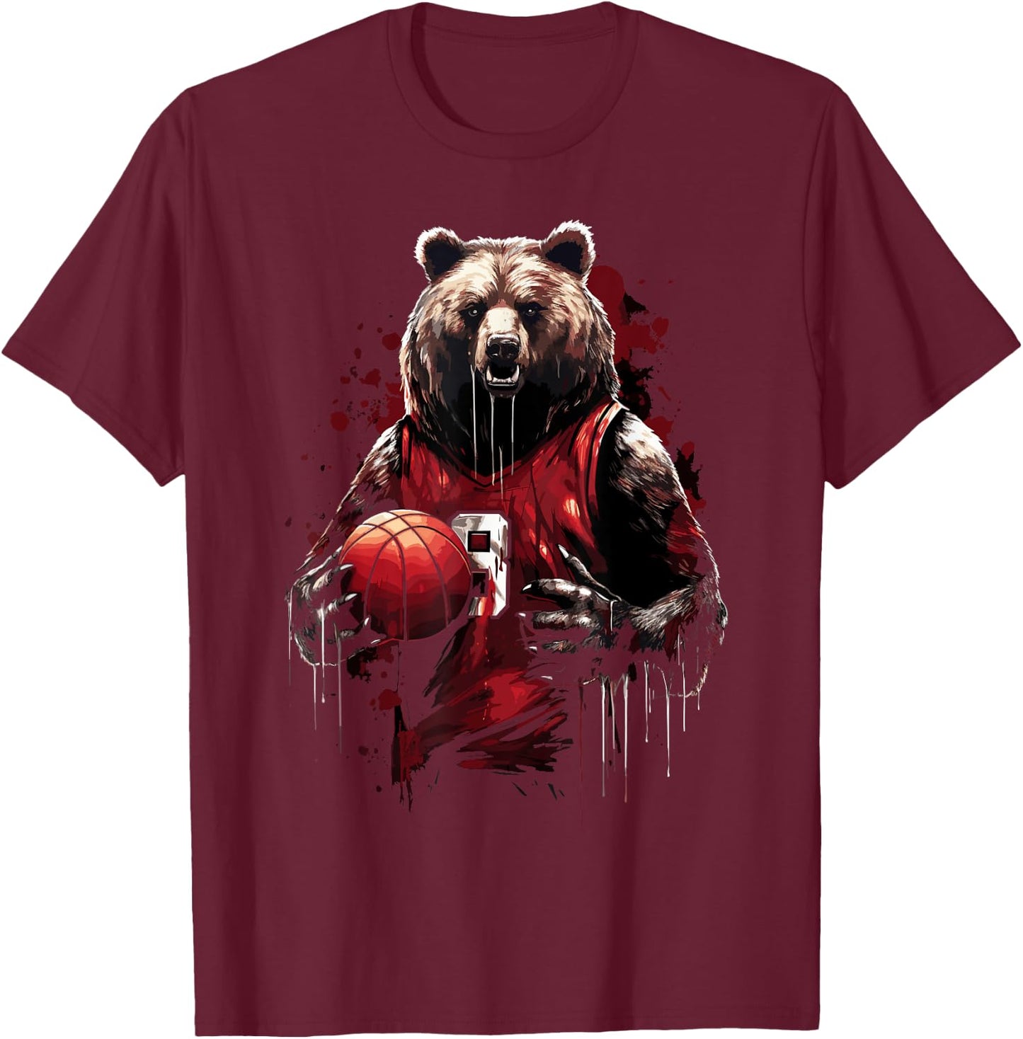 Cute teddy bear playing basketball Sport Women Kids T-Shirt - T-Shirt | Maroon