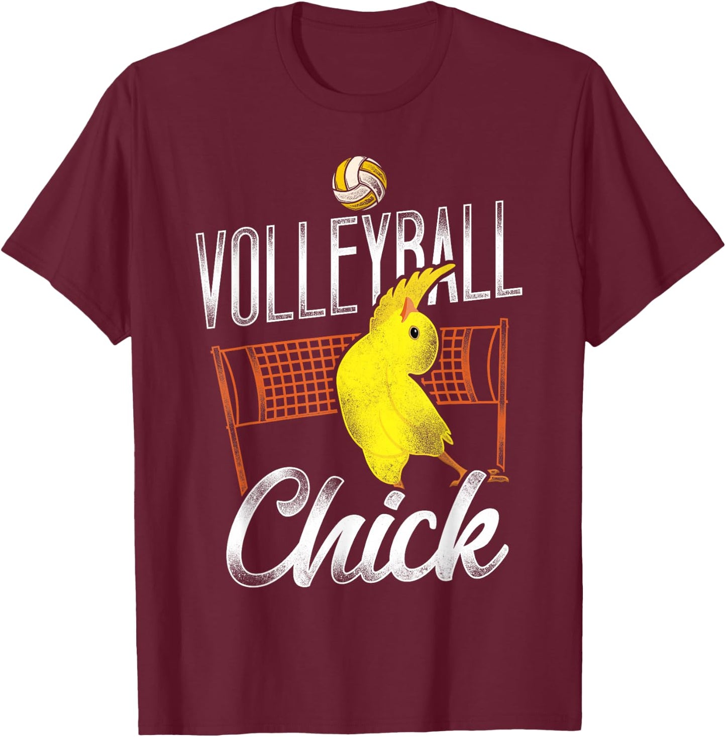 Volleyball Player Team Chicken Vintage Volleyball Chick T-Shirt - T-Shirt | Maroon