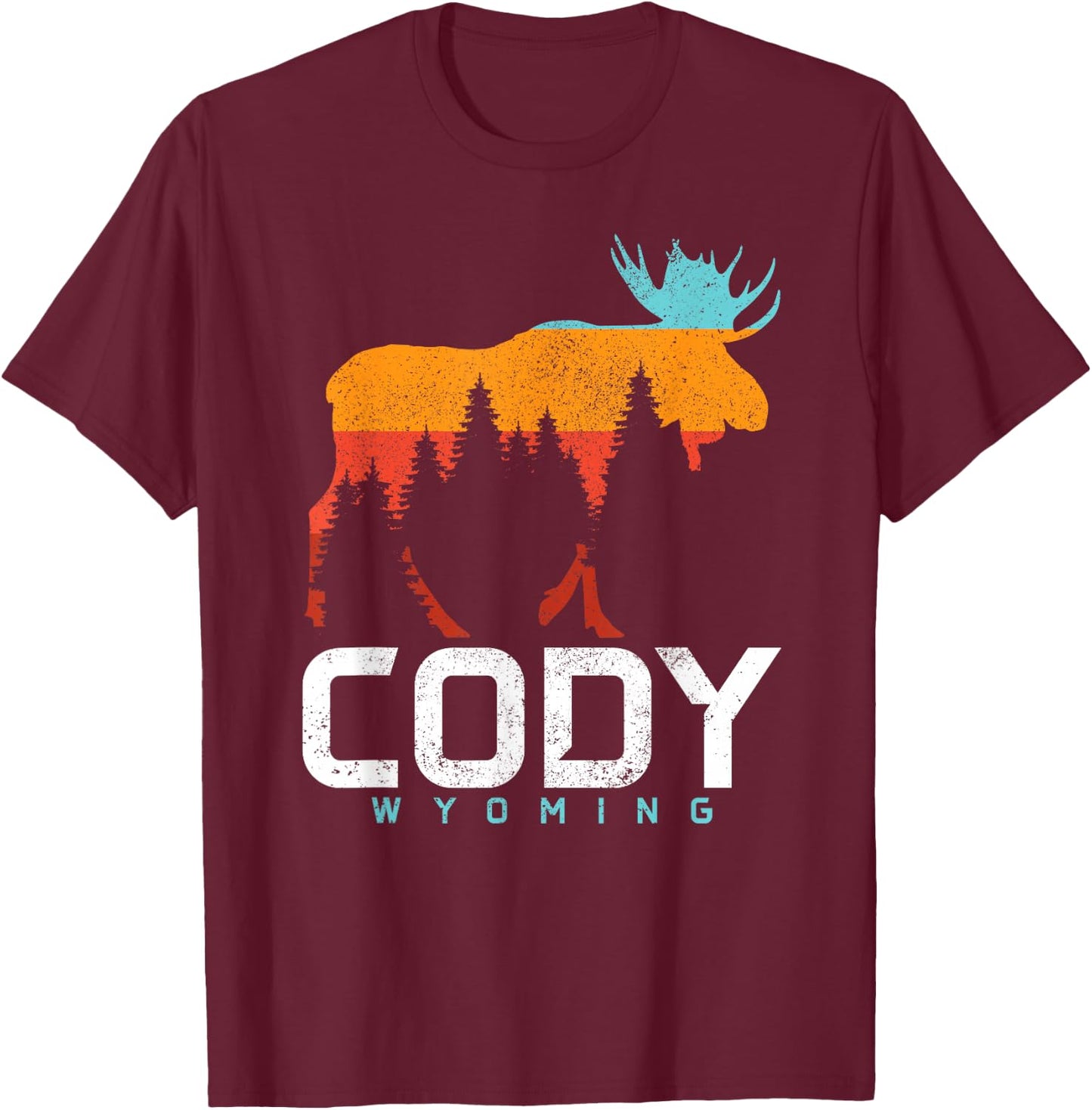 Cody Wyoming Vintage Retro Pride Souvenir Moose Nature T-Shirt - T-Shirt | Maroon