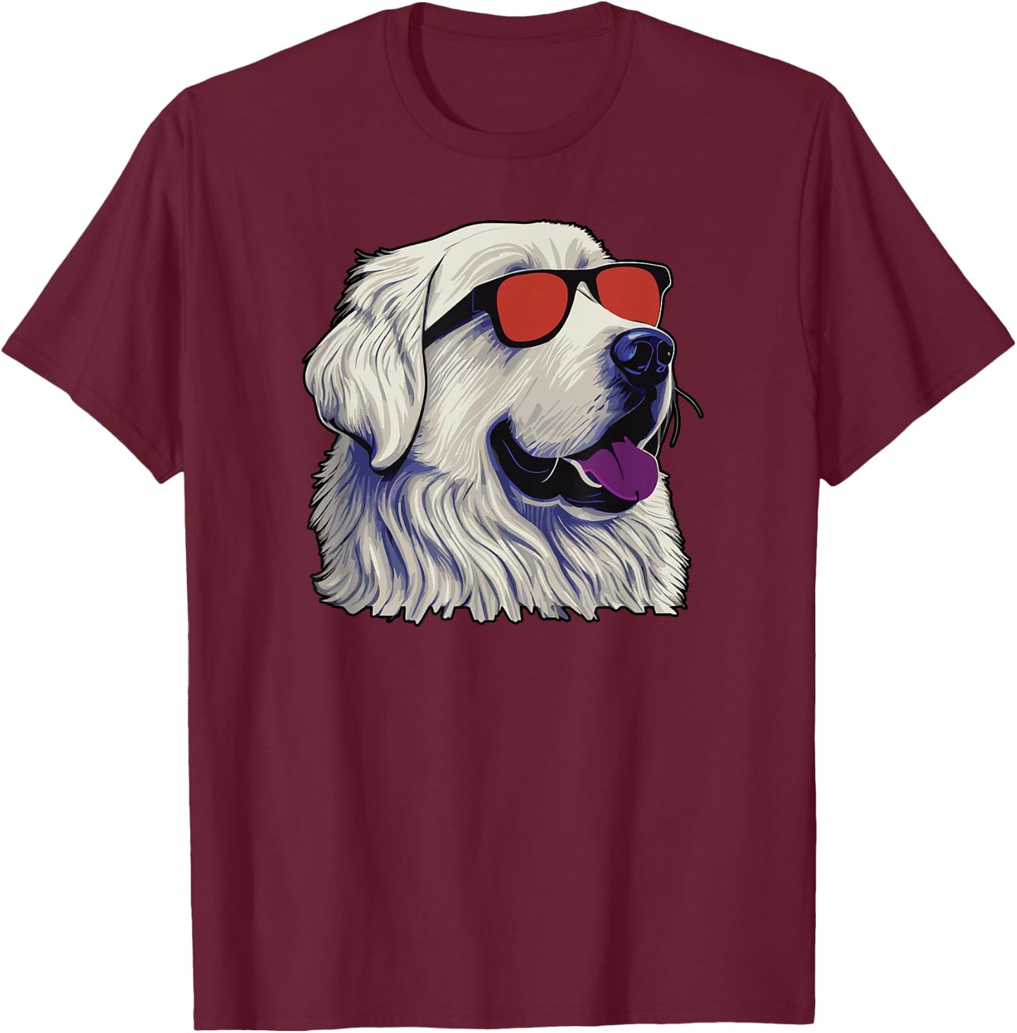 Dad Mom Cool Dog Sunglasses - Great Pyrenees T-Shirt - T-Shirt | Maroon