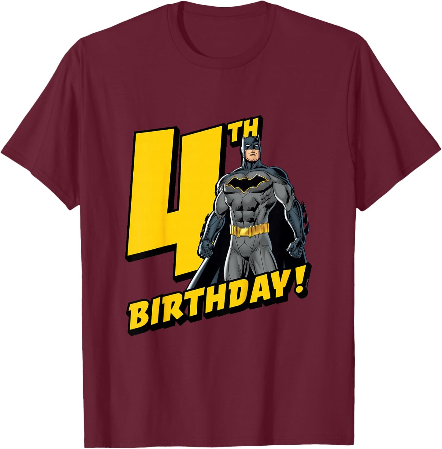 Batman 4th Birthday T-Shirt - T-Shirt | Maroon