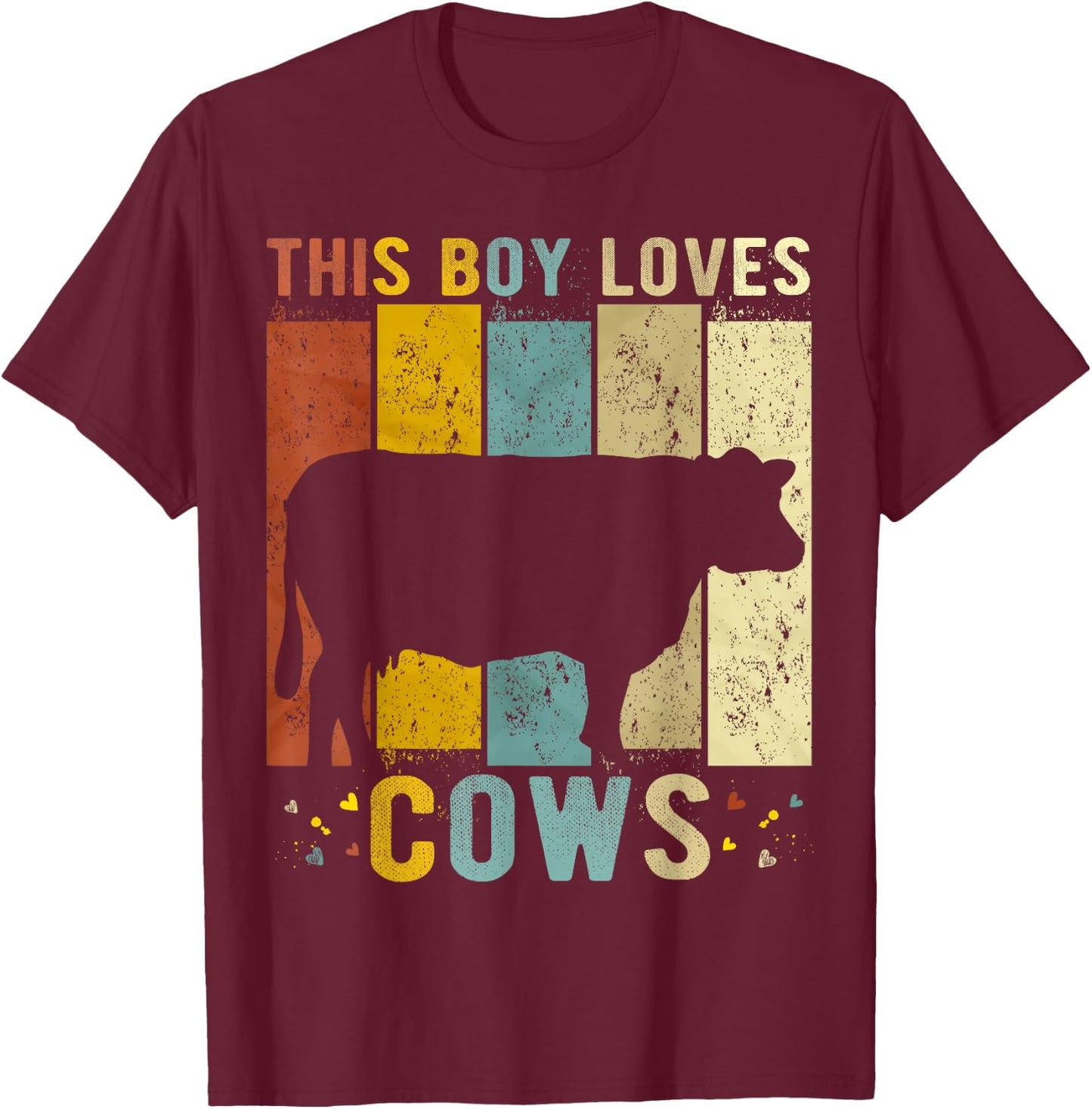This Boy Loves Cows Boys Cow T-Shirt - T-Shirt | Maroon