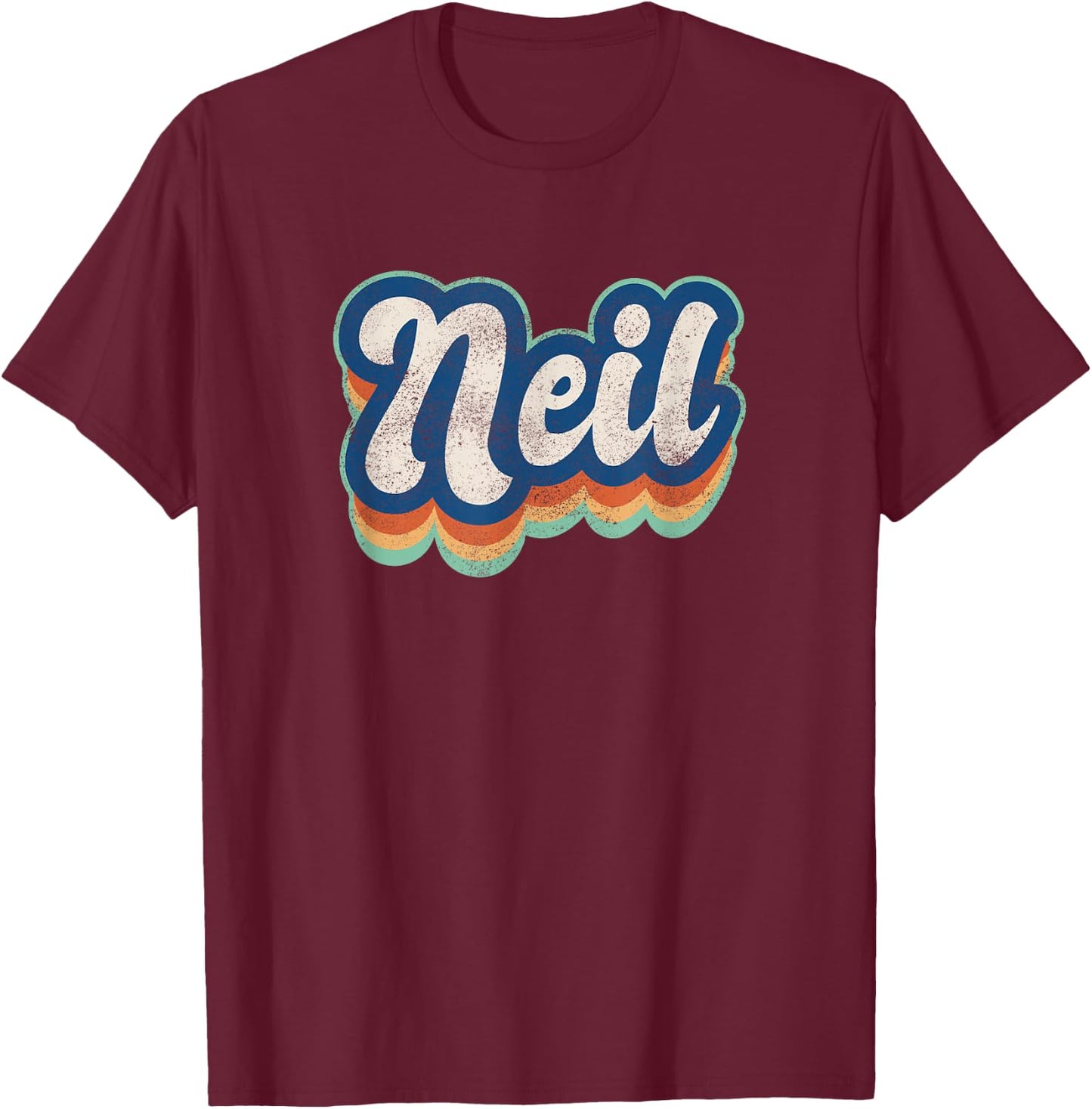 Neil First Name Boy Vintage Style 70s 80s Personalized T-Shirt - T-Shirt | Maroon