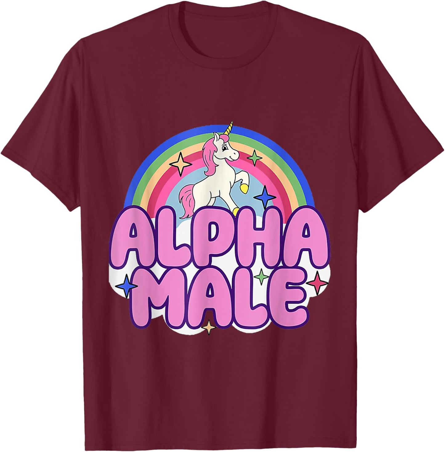 Ironic Alpha Male Unicorn Rainbow Women T-Shirt - T-Shirt | Maroon