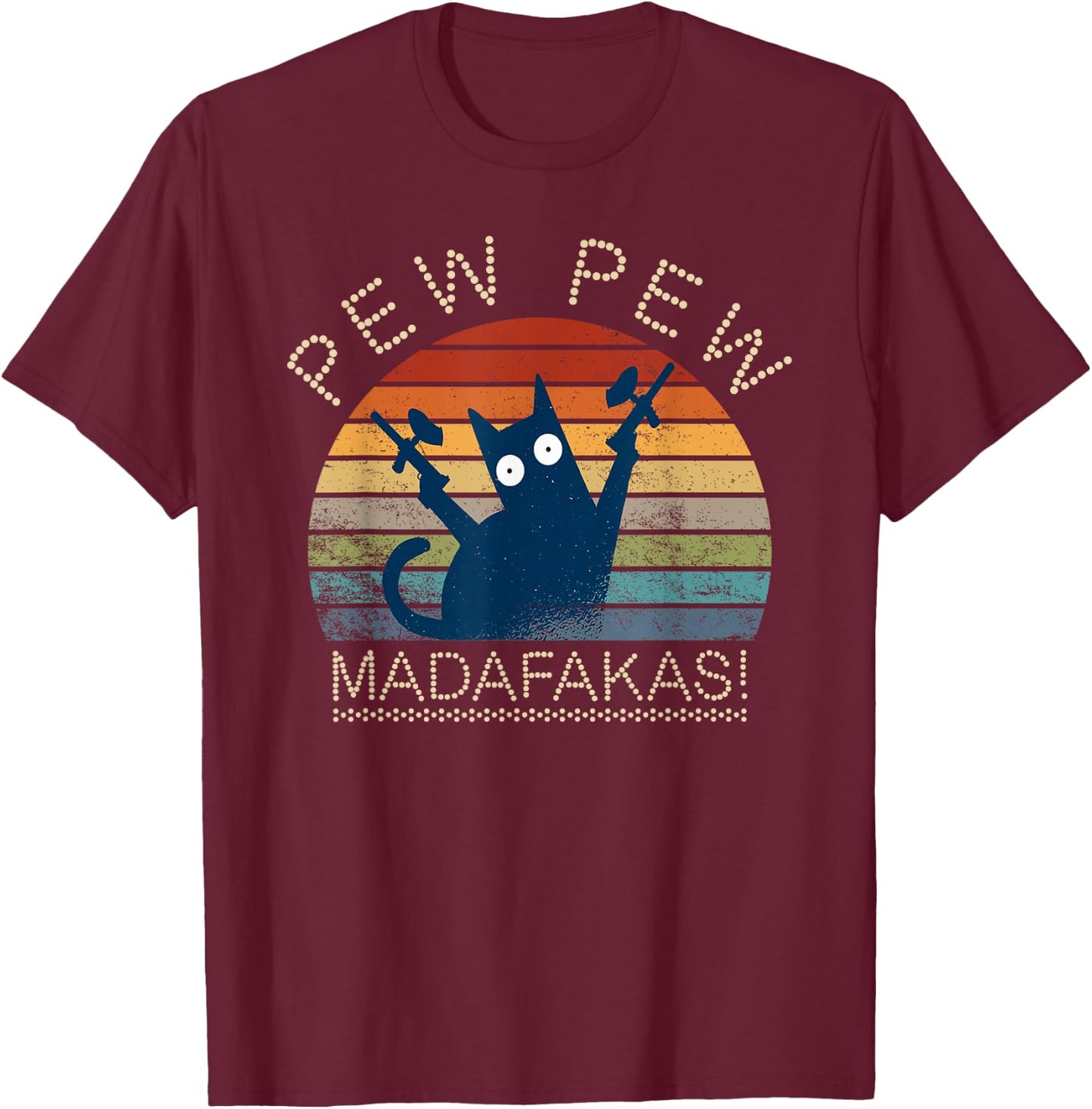 Paintball Cat Pew Pew Madafakas Crazy Cat Funny Paintball T-Shirt - T-Shirt | Maroon