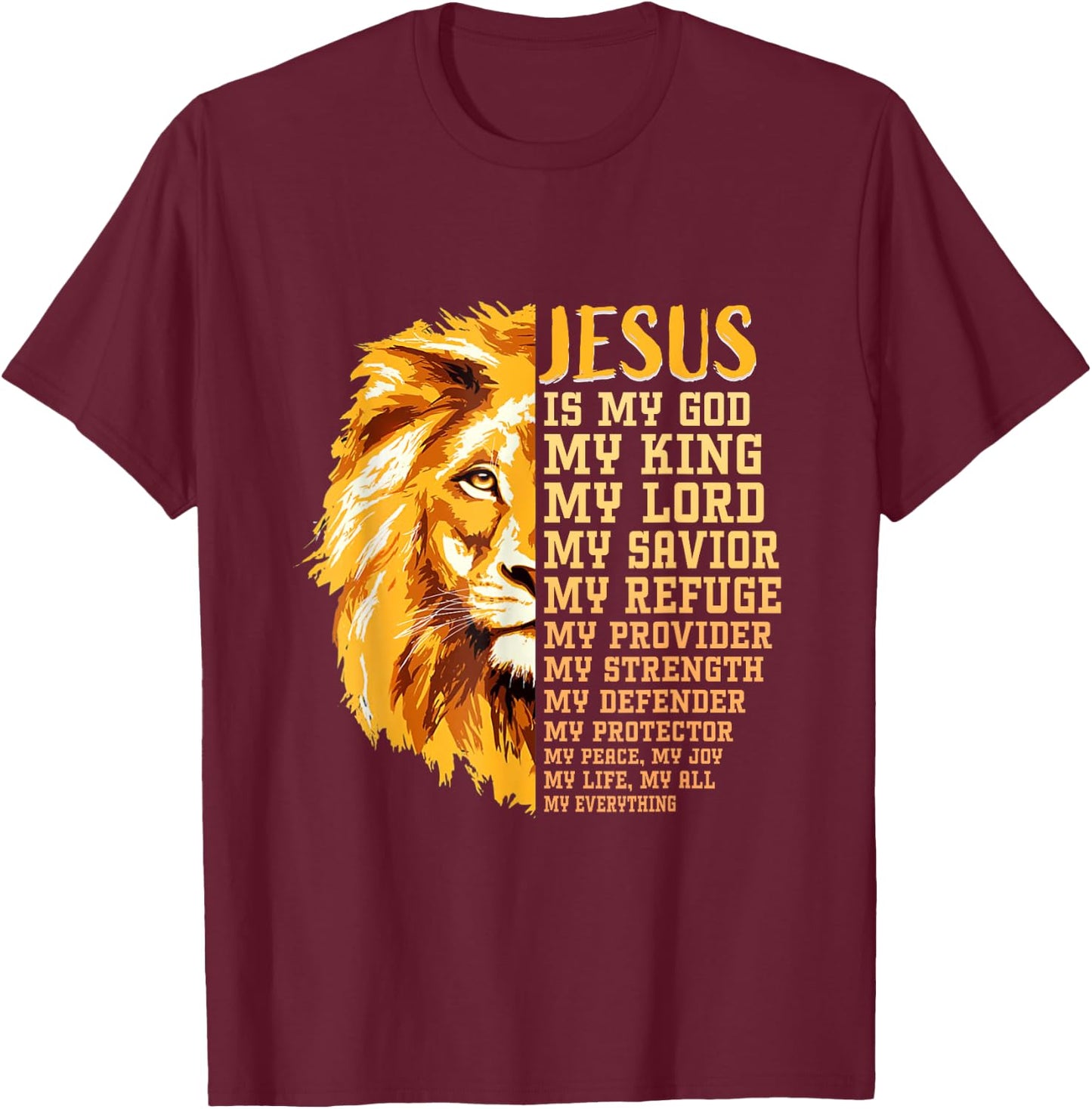 Jesus Is My God My King Black History Month BLM Melanin Lion T-Shirt - T-Shirt | Maroon