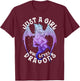 Just a Girl Who Loves Dragons Cute Dragon Women Girl T-Shirt - T-Shirt | Maroon