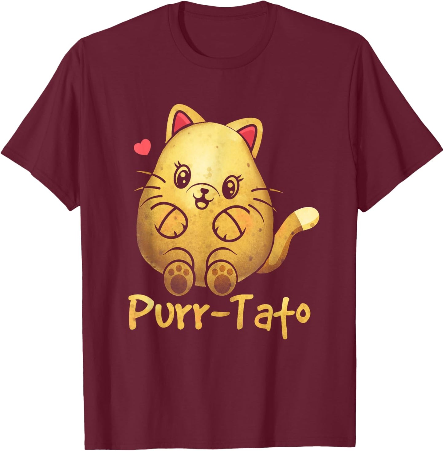 Purrtato Cat Purr Potato Cat Lover Vegetarian Idaho Potatoes T-Shirt - T-Shirt | Maroon