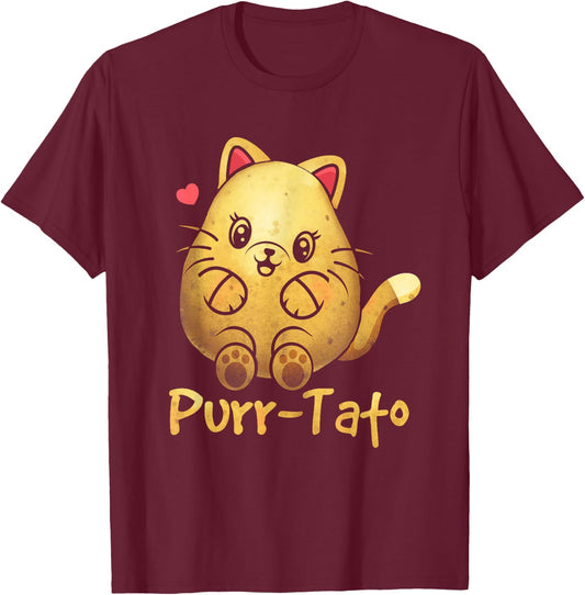 Purrtato Cat Purr Potato Cat Lover Vegetarian Idaho Potatoes T-Shirt - T-Shirt | Maroon