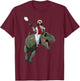 Gun Jesus Riding A T-rex Dinosaur Funny Christian Dino Lover T-Shirt - T-Shirt | Maroon