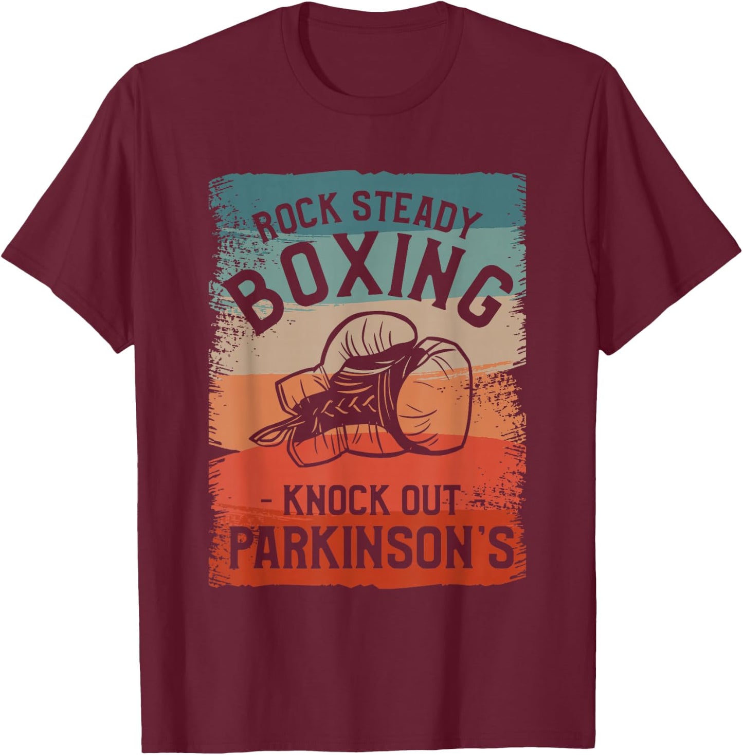 Rock Steady Boxing Knock Out Parkinson's Awareness T-Shirt - T-Shirt | Maroon