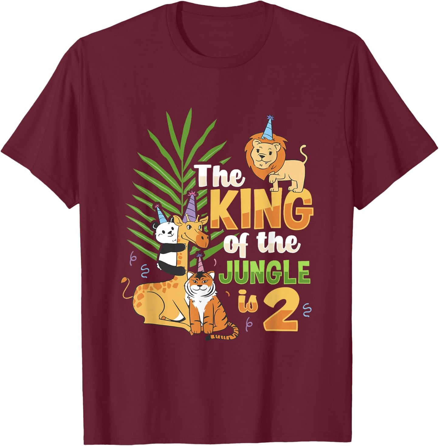 The king of the jungle is 2 Birthday Zoo Animal kids Design T-Shirt - T-Shirt | Maroon