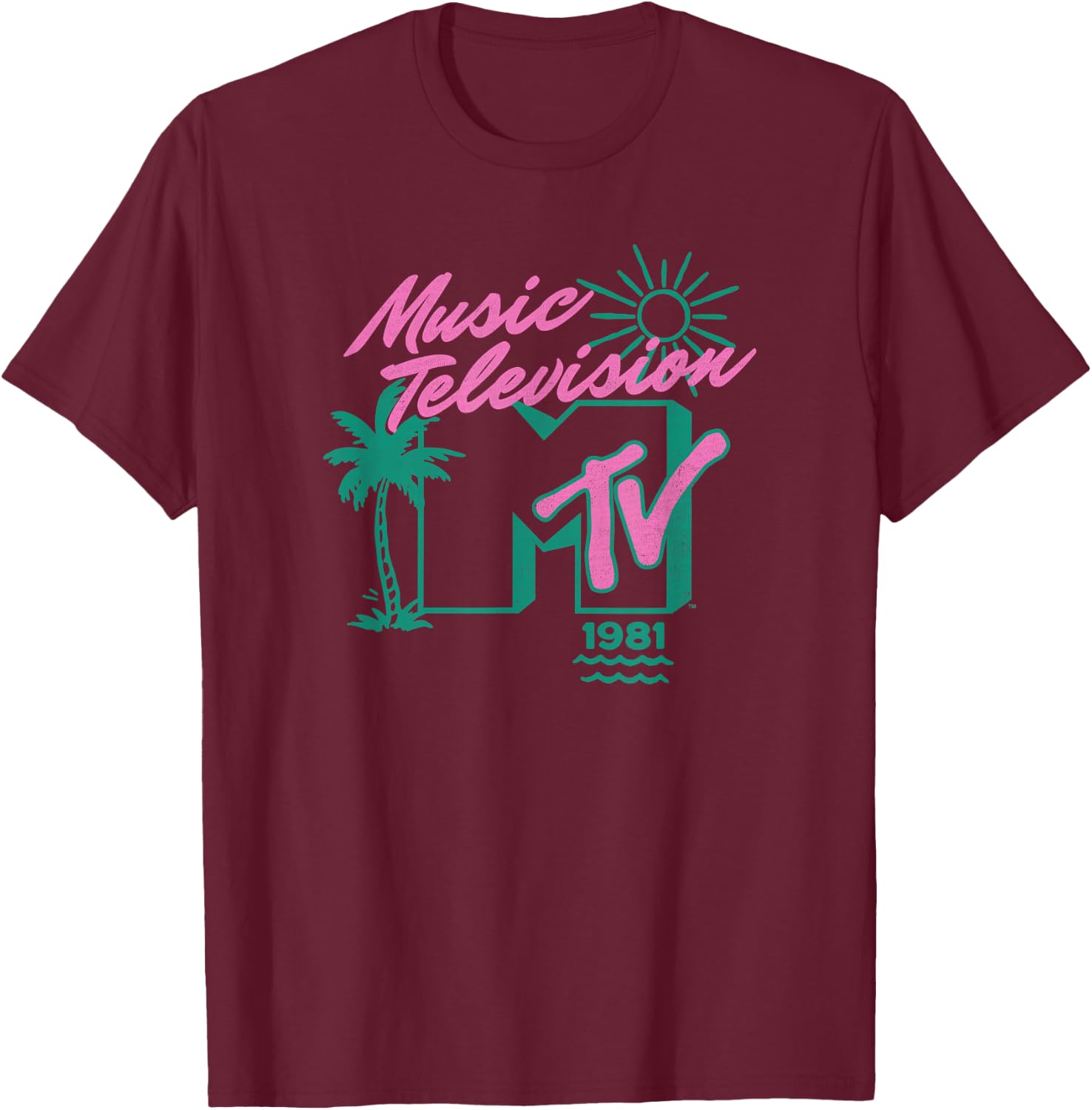 MTV Music Television 1981 Summer Time Classic Logo T-Shirt - T-Shirt | Maroon