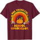 One Thankful School Counselor Groovy Rainbow Thanksgiving T-Shirt - T-Shirt | Maroon
