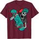 Skater Skeleton Retro VIntage Skateboard Halloween Boys T-Shirt - T-Shirt | Maroon