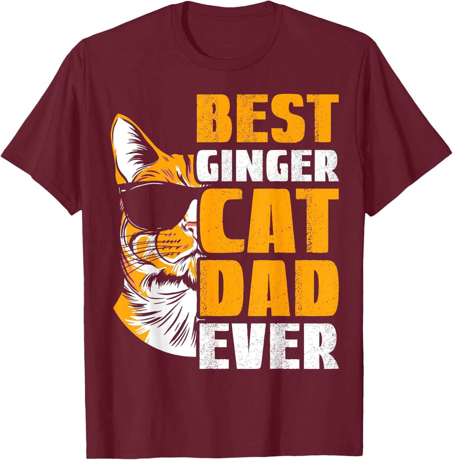 Best Ginger Cat Dad Ever Cat Lover Kids T-Shirt - T-Shirt | Maroon