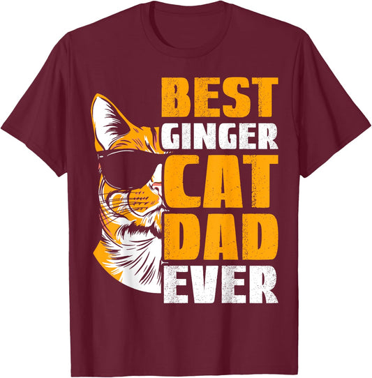 Best Ginger Cat Dad Ever Cat Lover Kids T-Shirt - T-Shirt | Maroon