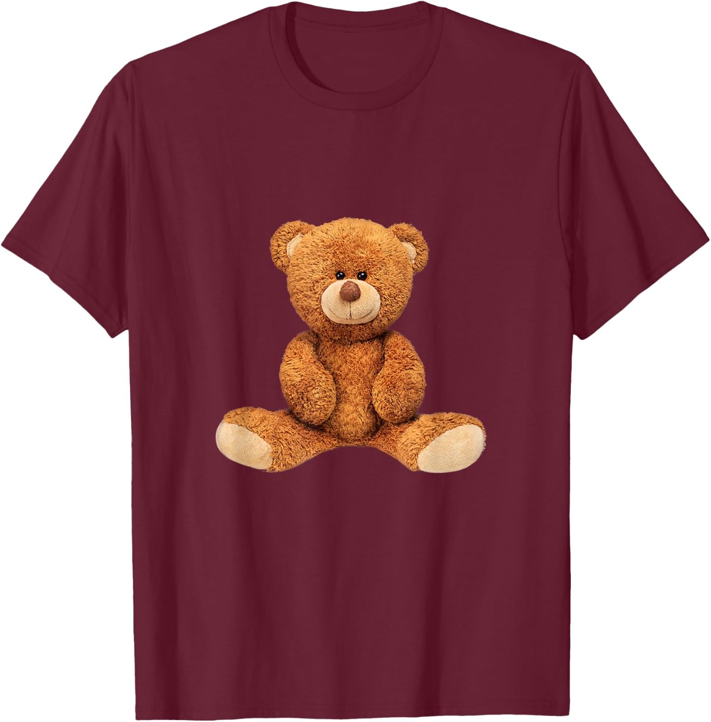Cool Real Teddy Bear Toy Illustration Outfit Graphic Designs T-Shirt - T-Shirt | Maroon