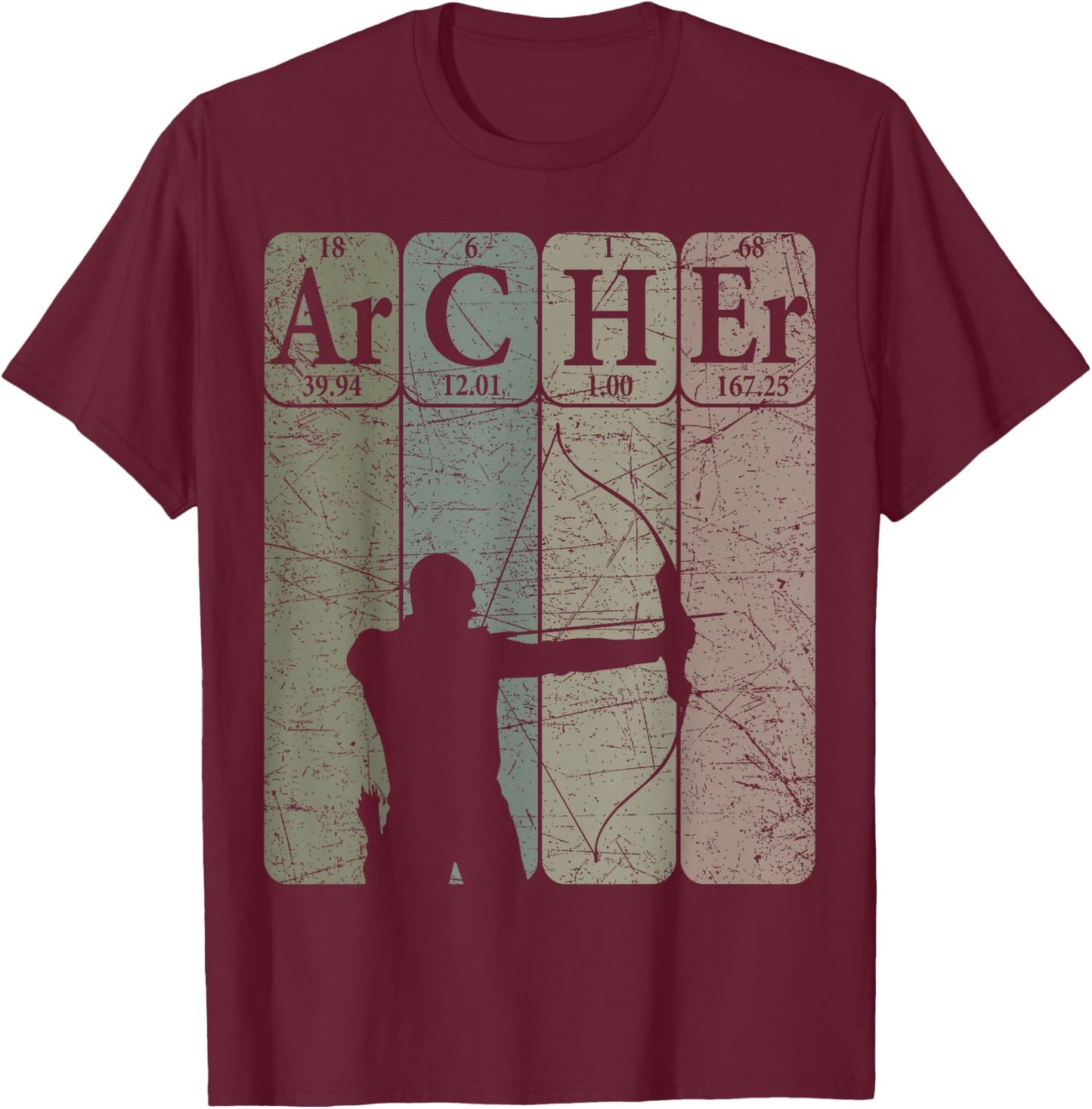 Archer Periodic Table Elements Bow Hunting Archery Vintage T-Shirt - T-Shirt | Maroon