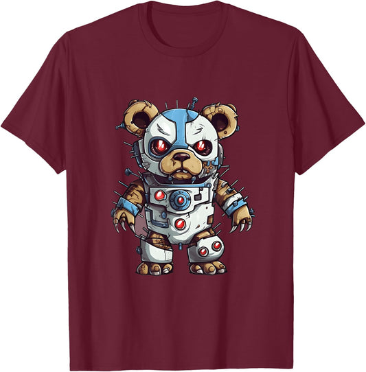 Robot Teddy Bear, Hip Hop Teddy Bear, Cyborg Teddy Bear T-Shirt - T-Shirt | Maroon