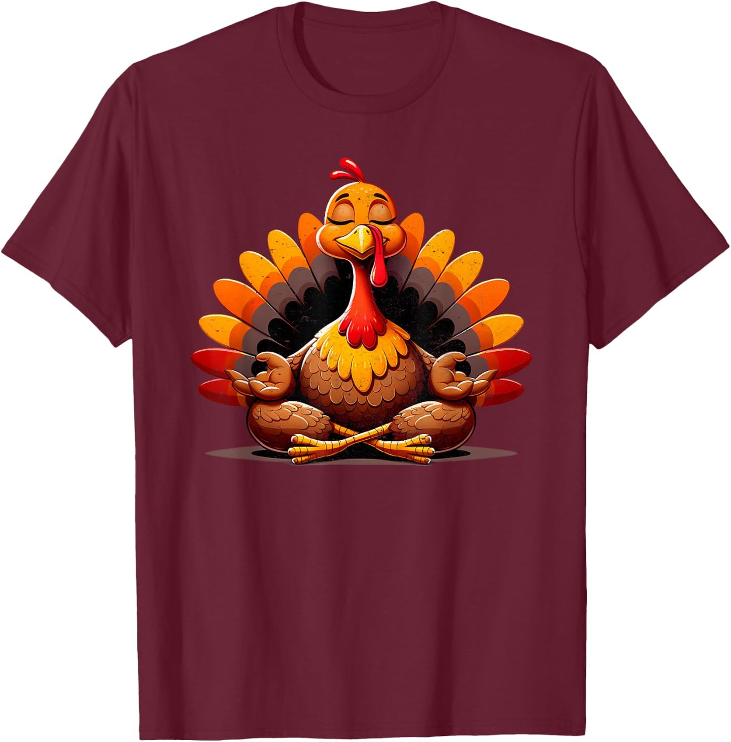Turkey Yoga Thanksgiving Day Funny Meditating Namaste Fall T-Shirt - T-Shirt | Maroon