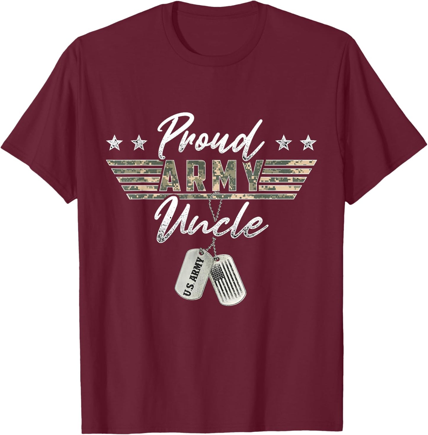 Proud Army Uncle American Veteran Military T-Shirt - T-Shirt | Maroon