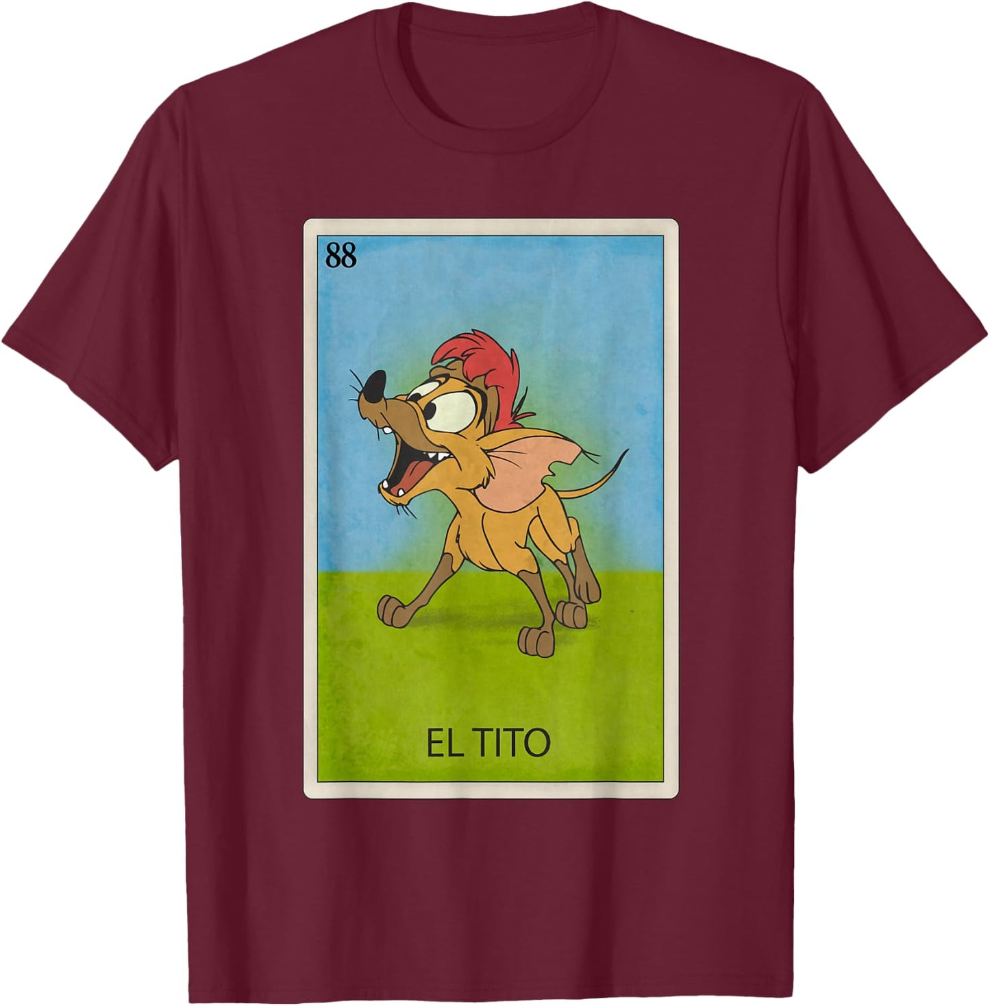 Disney Oliver & Company El Tito Lotería Card Poster T-Shirt - T-Shirt | Maroon