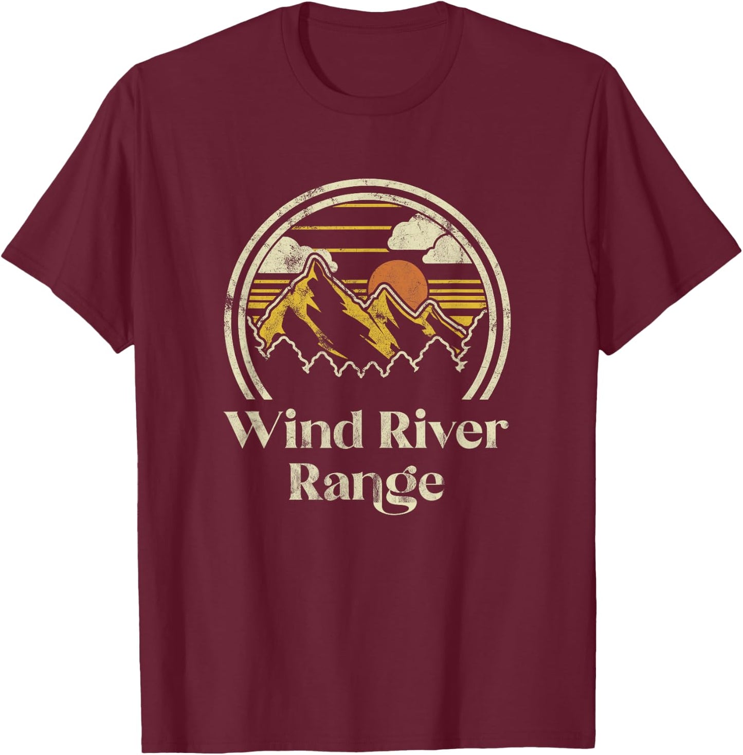 Wind River Range Mountains Wyoming Hiking Outdoors Retro T-Shirt - T-Shirt | Maroon