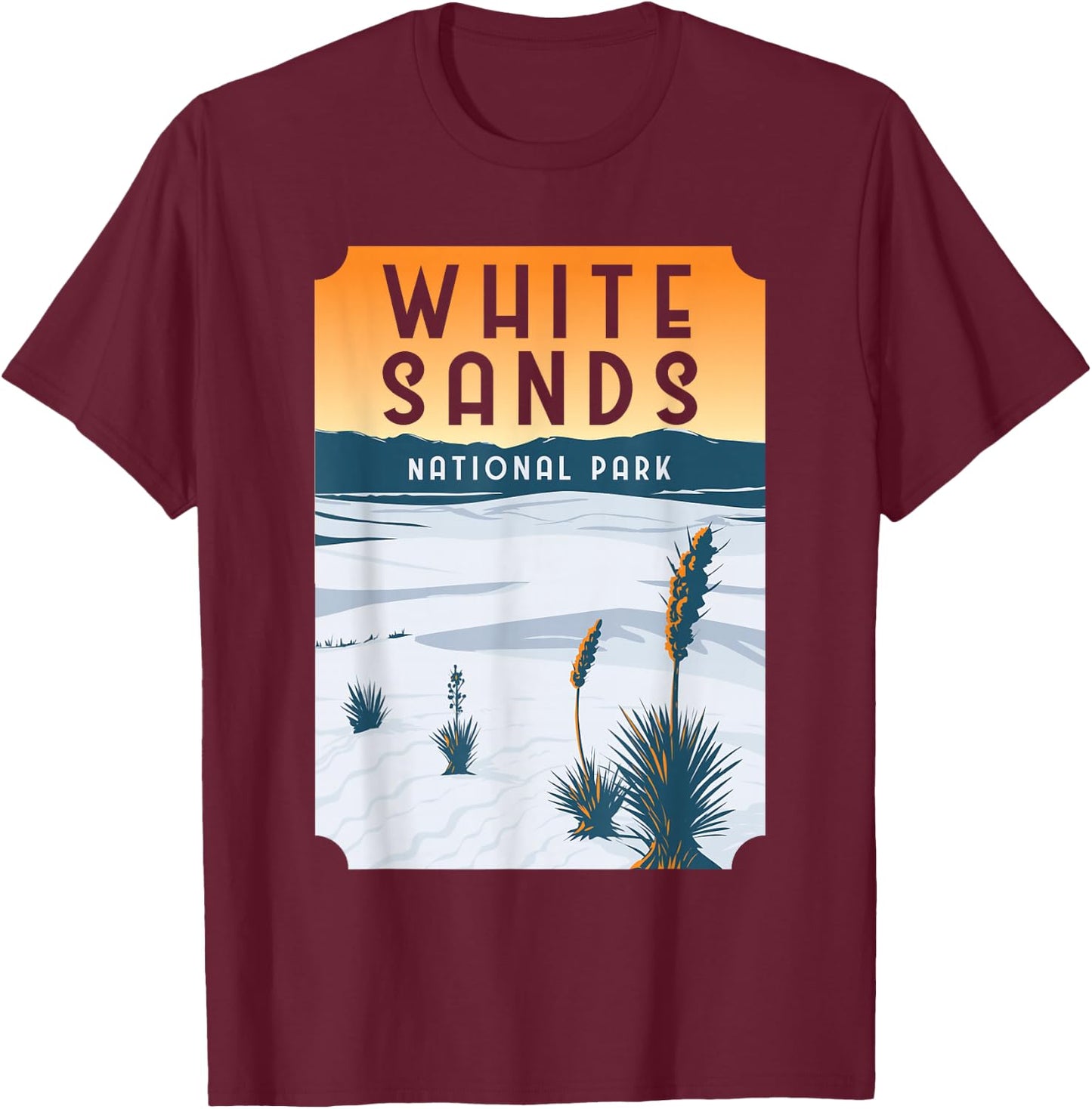 White Sands New Mexico US National Park Vintage Gift T-Shirt - T-Shirt | Maroon