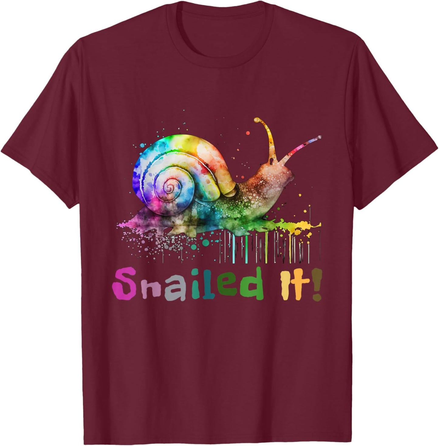Cool Snail Rainbow Colors Snailed It Women Children T-Shirt - T-Shirt | Maroon
