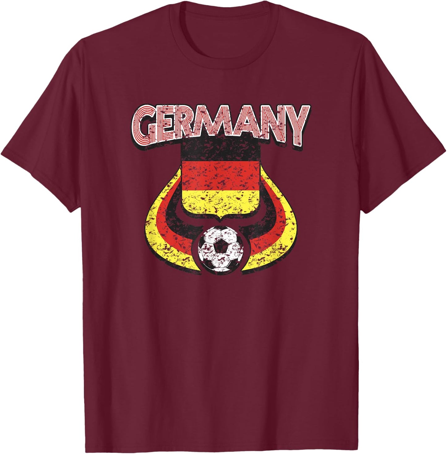 Germany Soccer Country Flag Shield German Pride T-Shirt - T-Shirt | Maroon