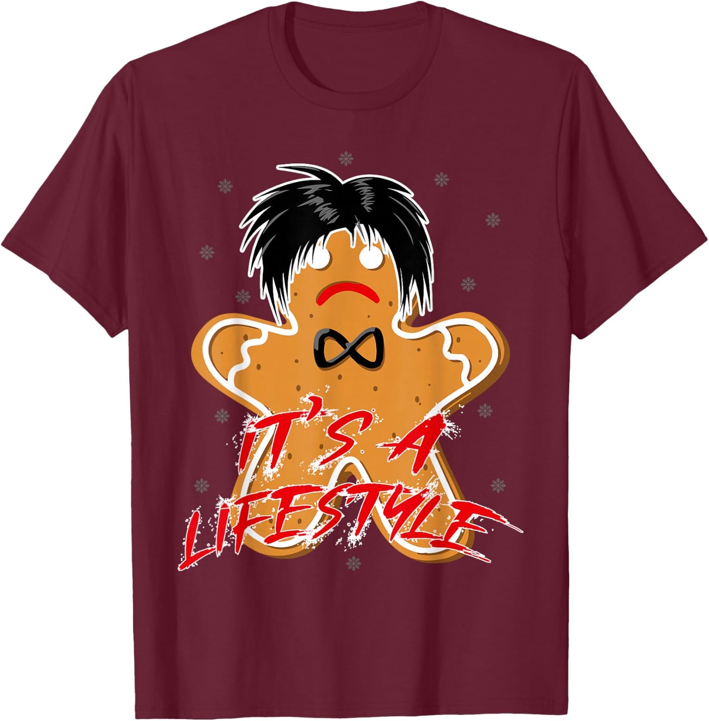 Funny Black Hair Punk Alternative Emo Music Lover Christmas Emo Heritage Dark Lifestyle Funny Gingerbread man T-Shirt - T-Shirt | Maroon