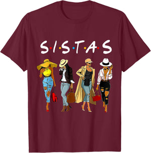 Sistas Afro Proud Black Sistas Women Queen African America T-Shirt - T-Shirt | Maroon