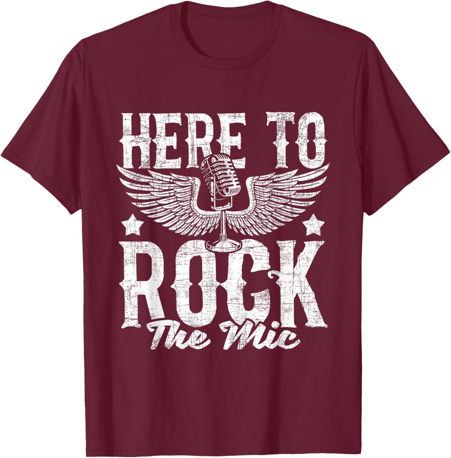 Here To Rock The Mic - Karaoke Champion Music Lover Musician T-Shirt - T-Shirt | Maroon