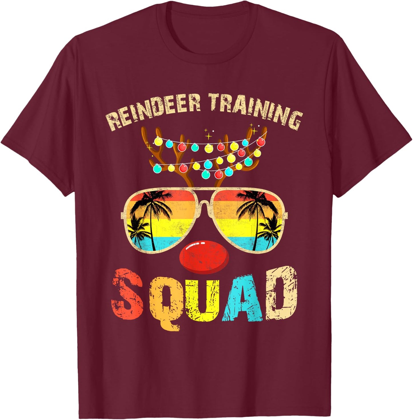Christmas Running Reindeer Runner Training Squad Team T-Shirt - T-Shirt | Maroon