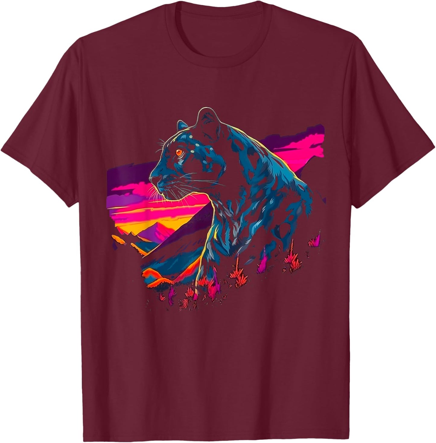 Pop Art Panther T-Shirt - T-Shirt | Maroon