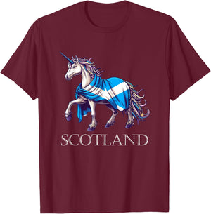 Scottish Pride Scotland Unicorn Scotland Flag Saltire T-Shirt - T-Shirt | Maroon