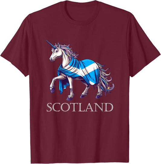 Scottish Pride Scotland Unicorn Scotland Flag Saltire T-Shirt - T-Shirt | Maroon