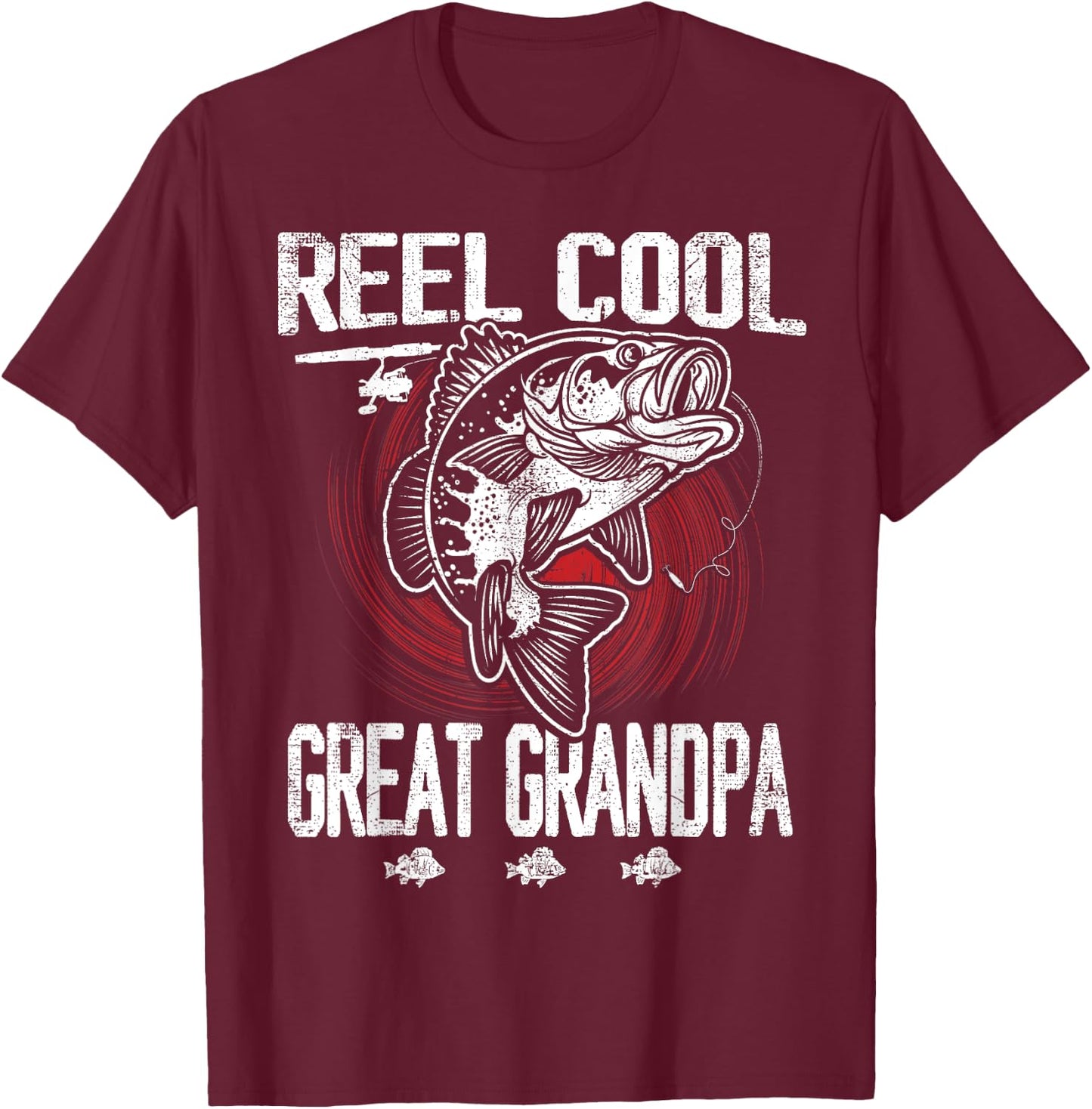Funny Fathers Day Vintage Fishing Reel Cool Great Grandpa T-Shirt - T-Shirt | Maroon
