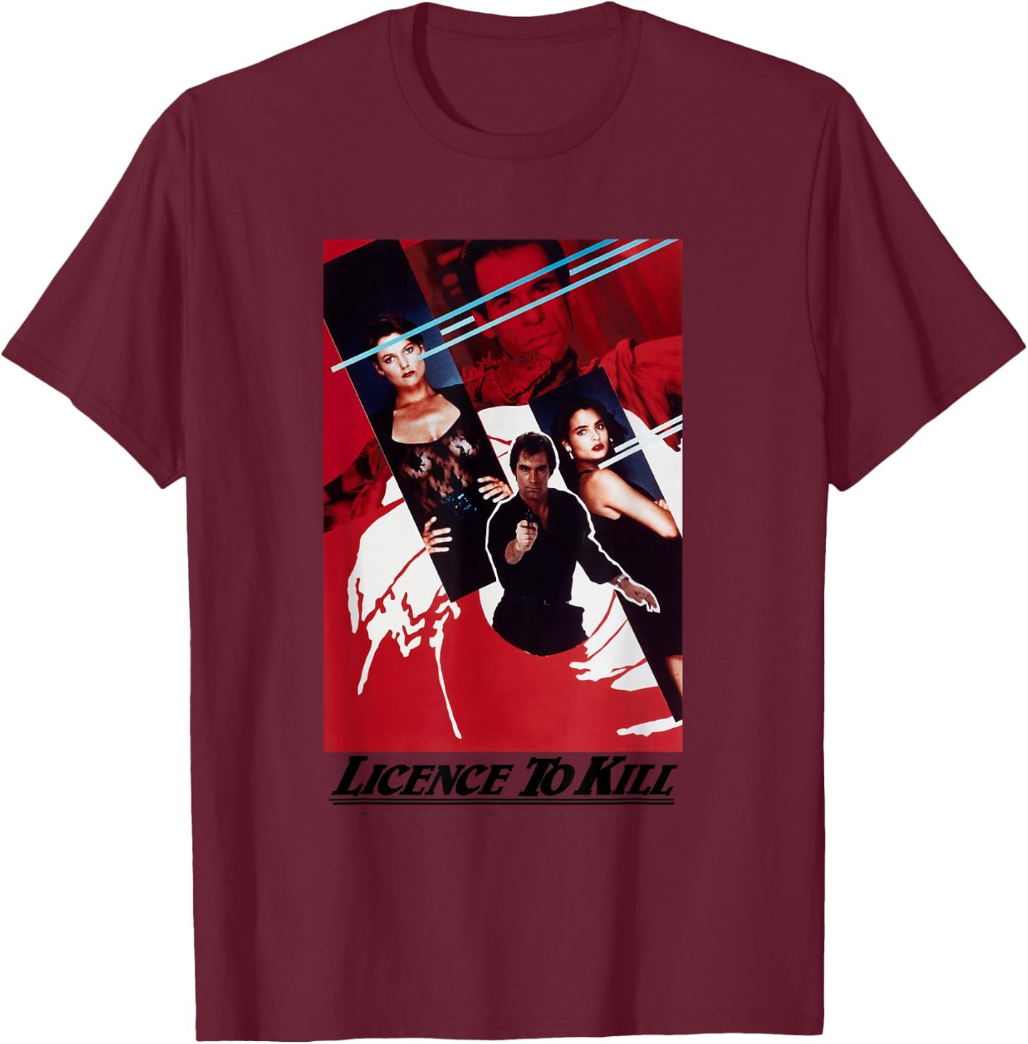 Official James Bond 007 Licence to Kill T-Shirt - T-Shirt | Maroon