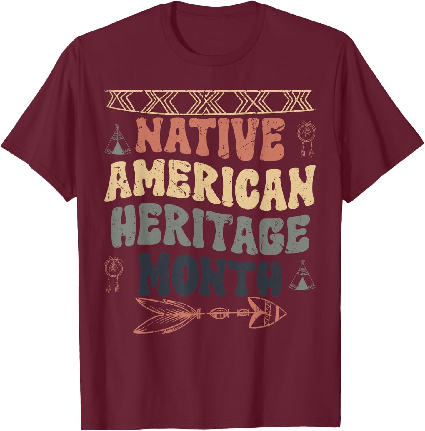 National Native American Heritage Month Indigenous Kids 2025 T-Shirt - T-Shirt | Maroon