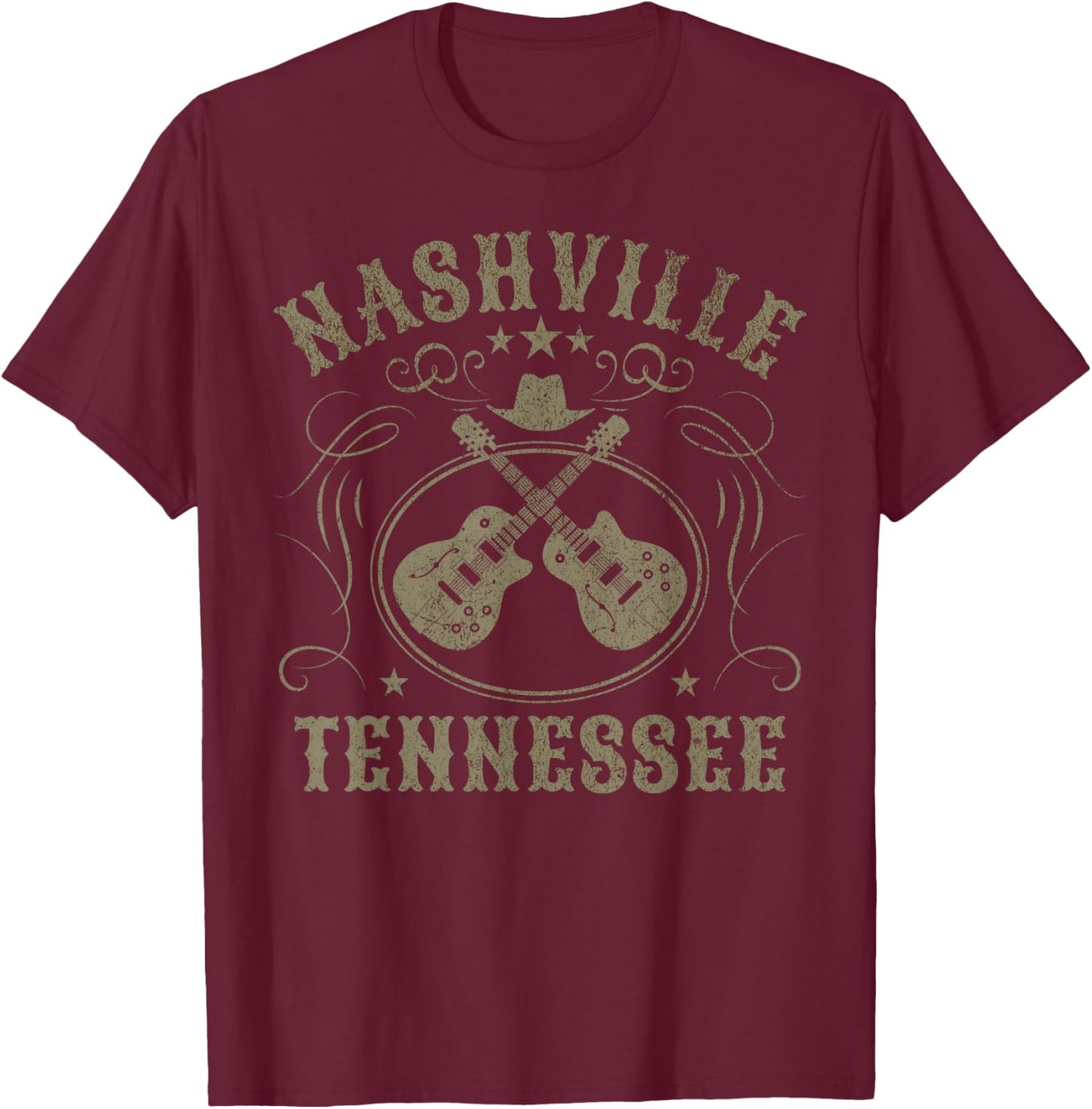Nashville Tennessee Travel Vintage T-Shirt - T-Shirt | Maroon