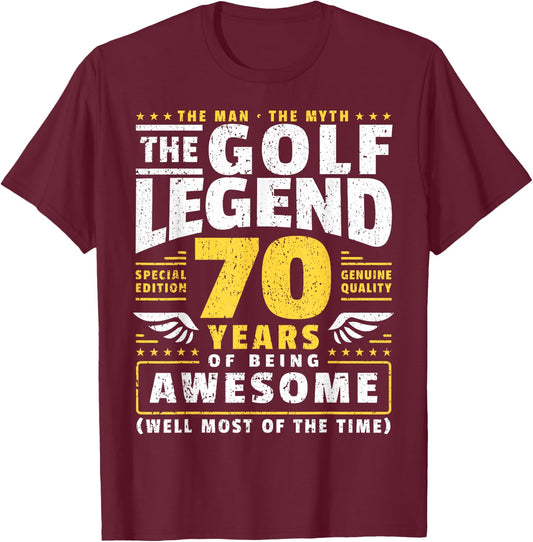 70th Birthday Golf Player 70 Years Old Golfer T-Shirt - T-Shirt | Maroon