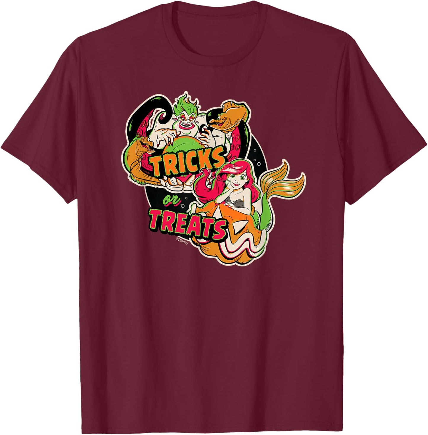 Disney Princess The Little Mermaid Ariel & Ursula Halloween T-Shirt - T-Shirt | Maroon