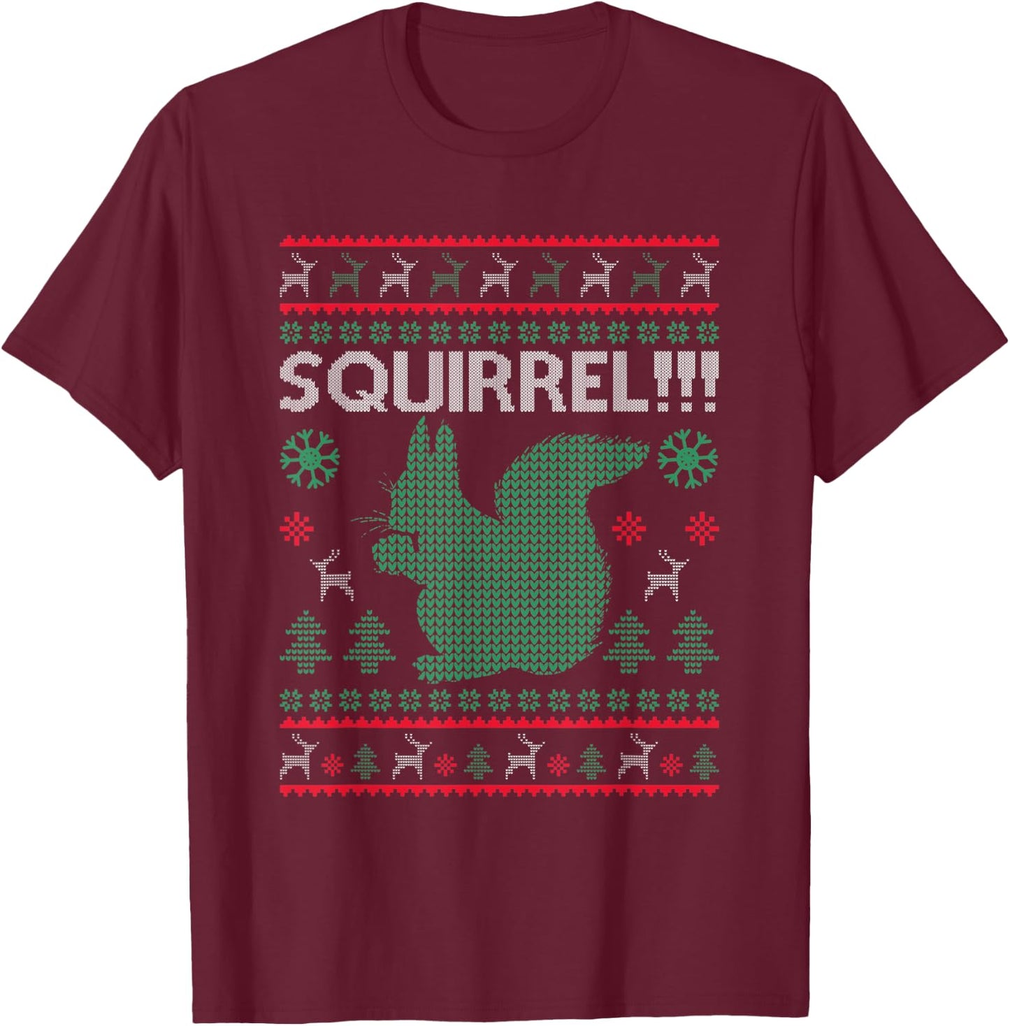 Squirrel Ugly Christmas Sweater Squirrel Claus Xmas Vacation T-Shirt - T-Shirt | Maroon