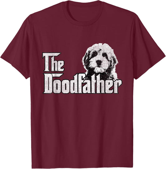 The Doodfather Goldendoodle Dog Doodle Dad Fathers Day T-Shirt - T-Shirt | Maroon