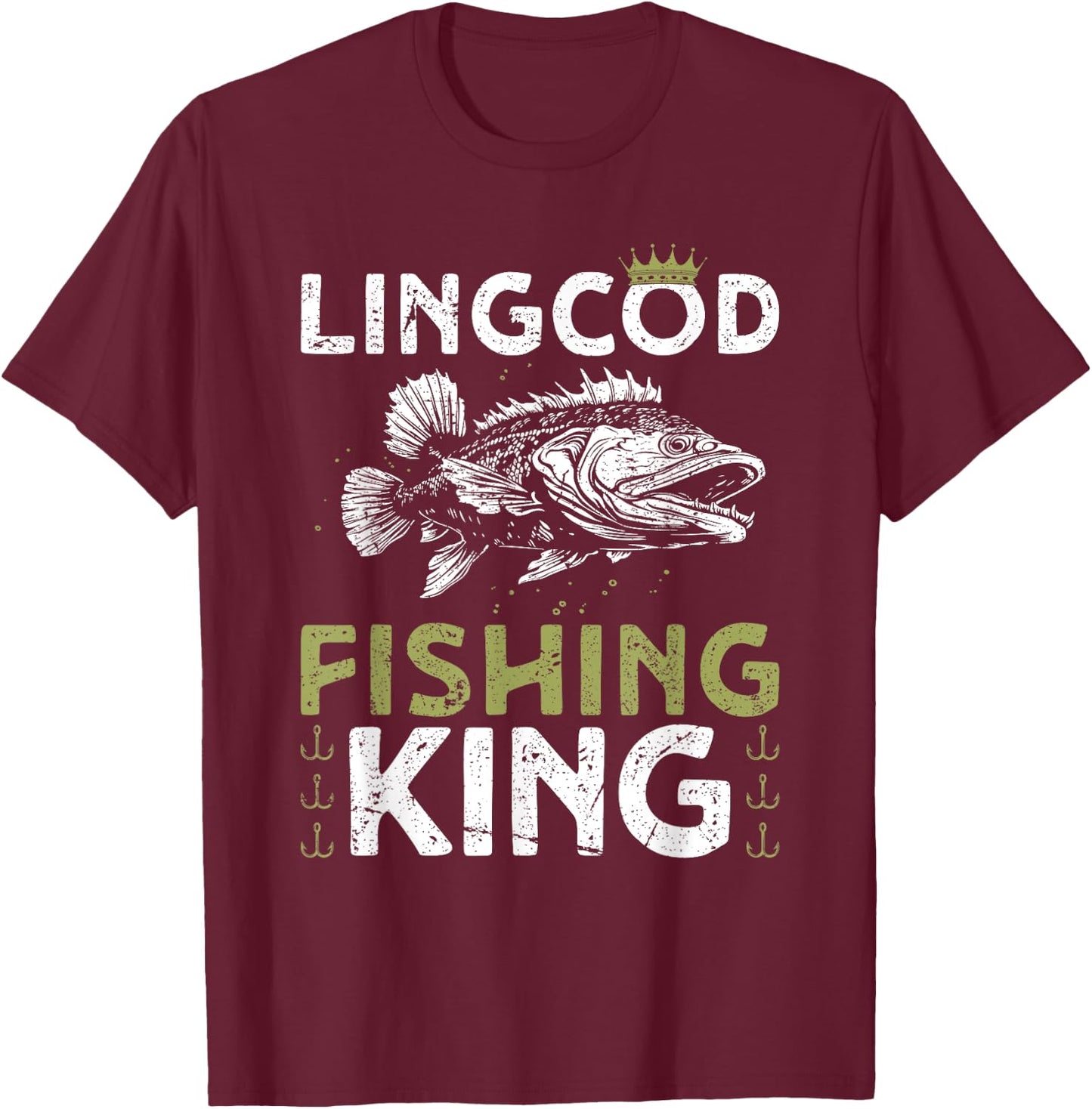 Lingcod Fishing King T-Shirt - T-Shirt | Maroon