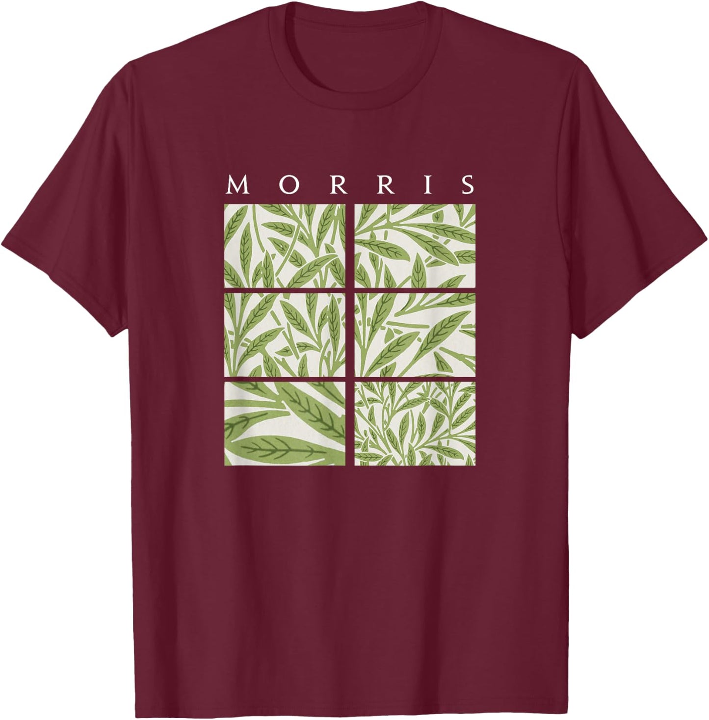 Willow William Morris Arts and Craft Style Pattern T-Shirt - T-Shirt | Maroon